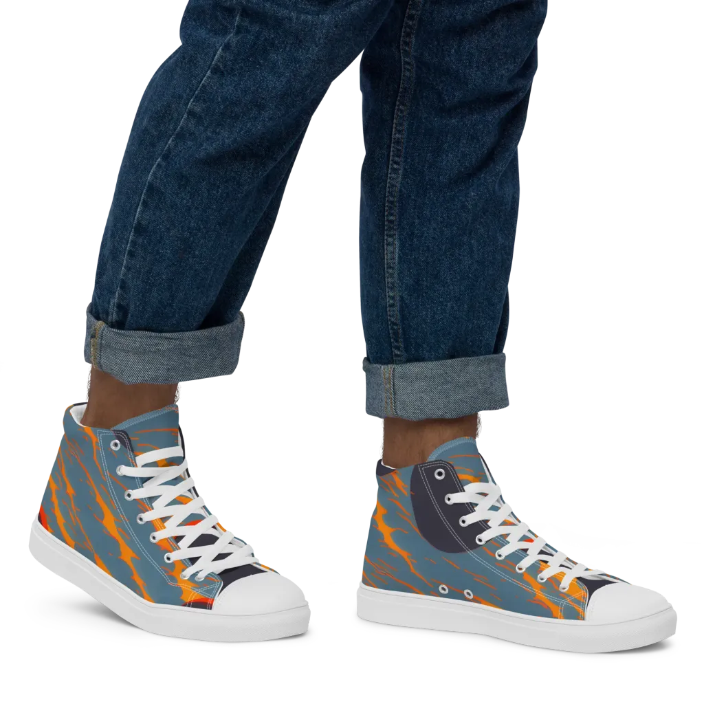 Flames of Gravity on Men's High Top Canvas Shoes — Right