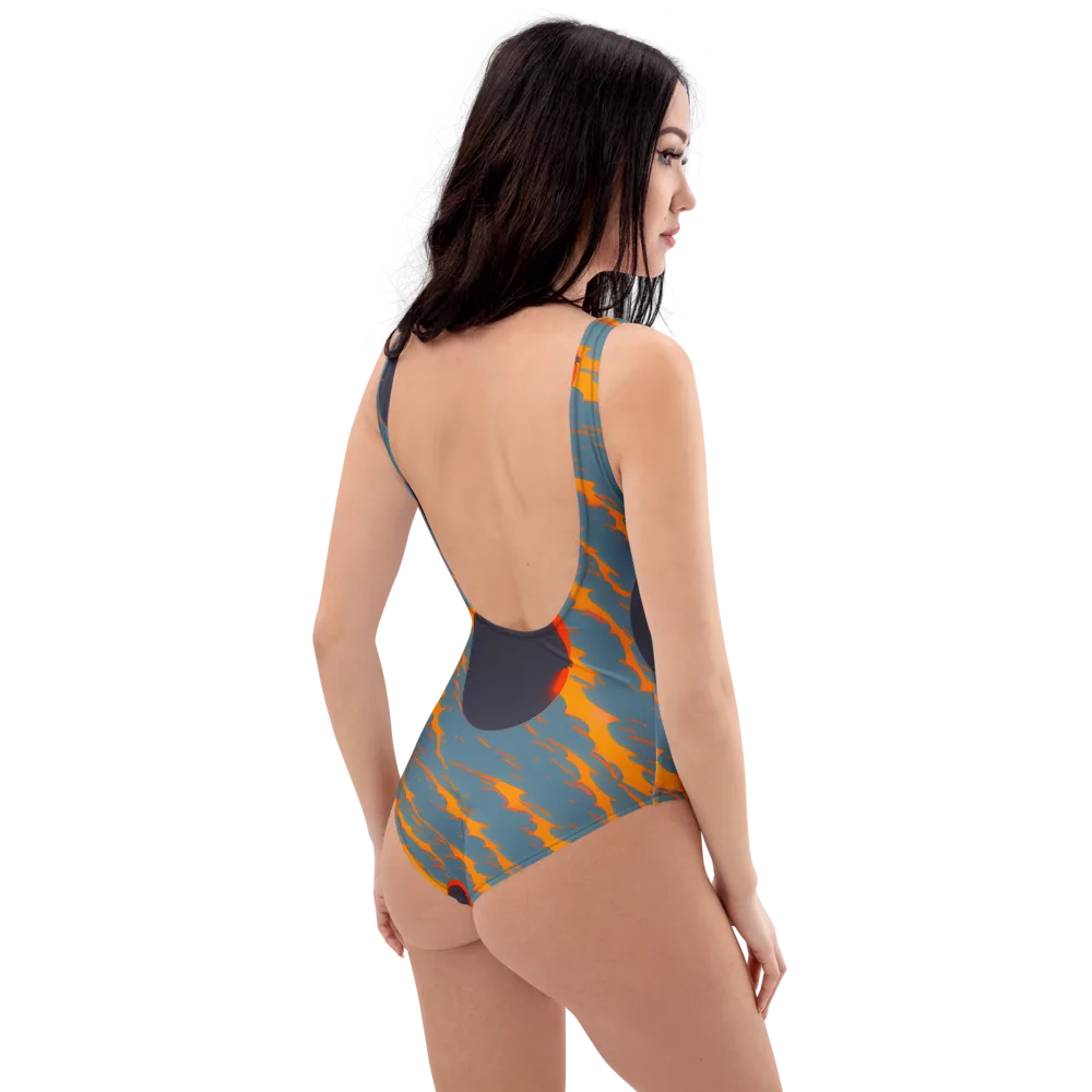 Flames of Gravity on One-Piece Swimsuit — Right Back