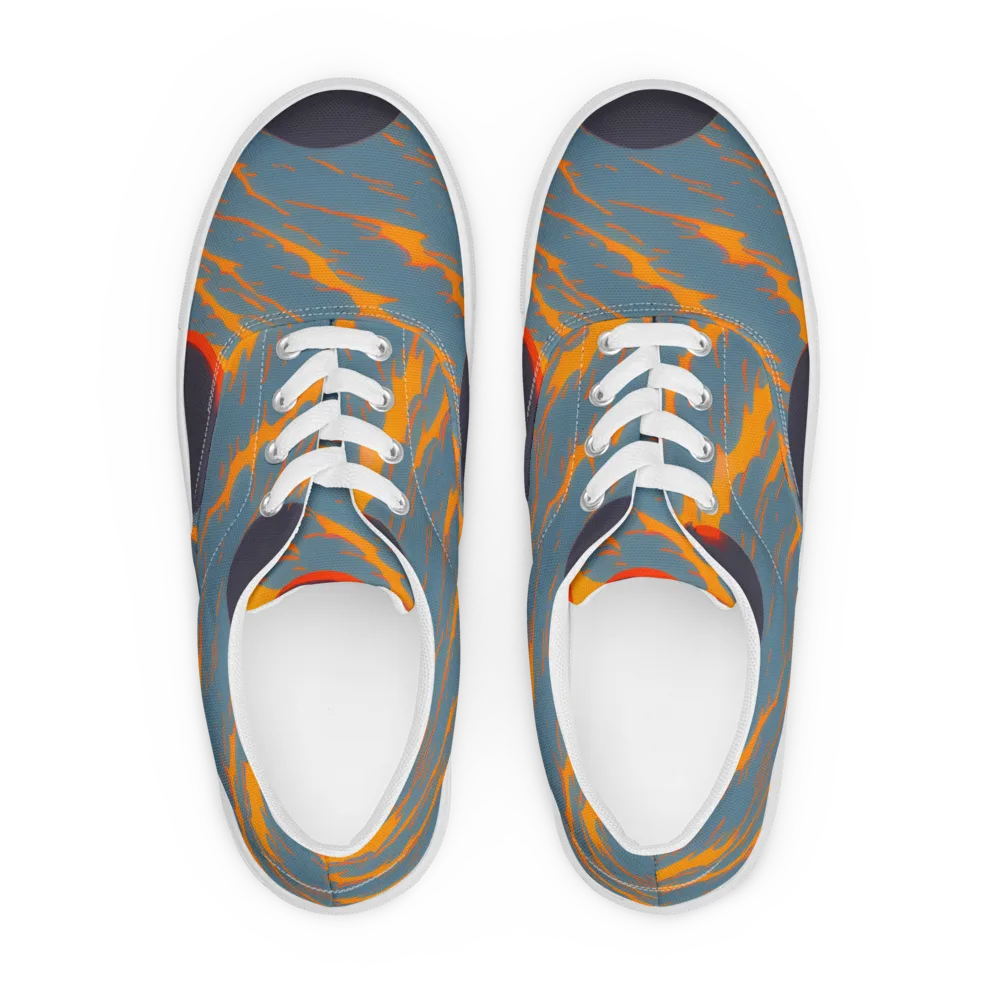 Flames of Gravity on Men's Lace-Up Canvas Shoes — Front