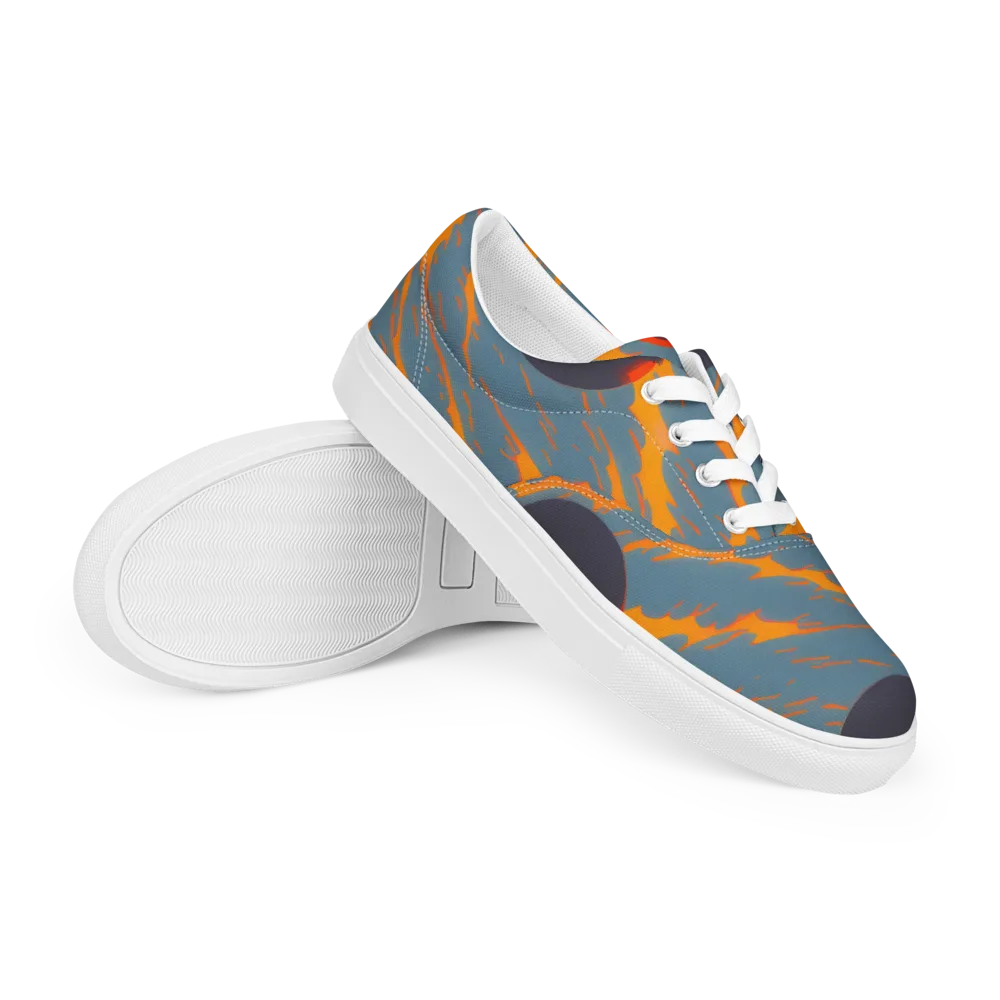 Flames of Gravity on Men's Lace-Up Canvas Shoes — Right Front