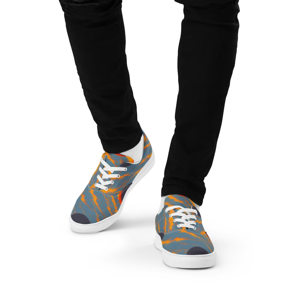 Flames of Gravity on Men's Lace-Up Canvas Shoes — Front