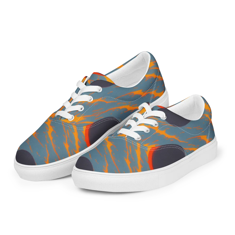 Flames of Gravity on Men's Lace-Up Canvas Shoes — Left Front