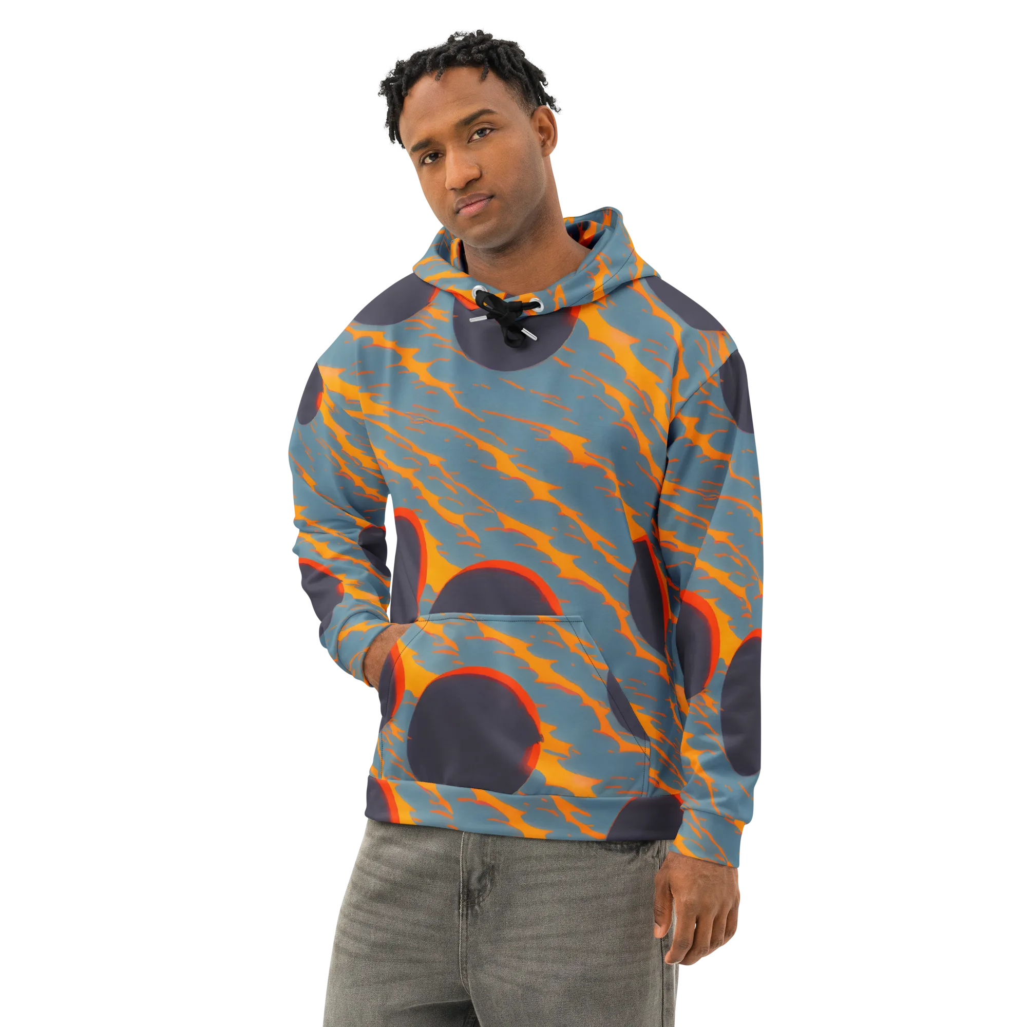 Flames of Gravity on Cotton Hoodie — Left Front