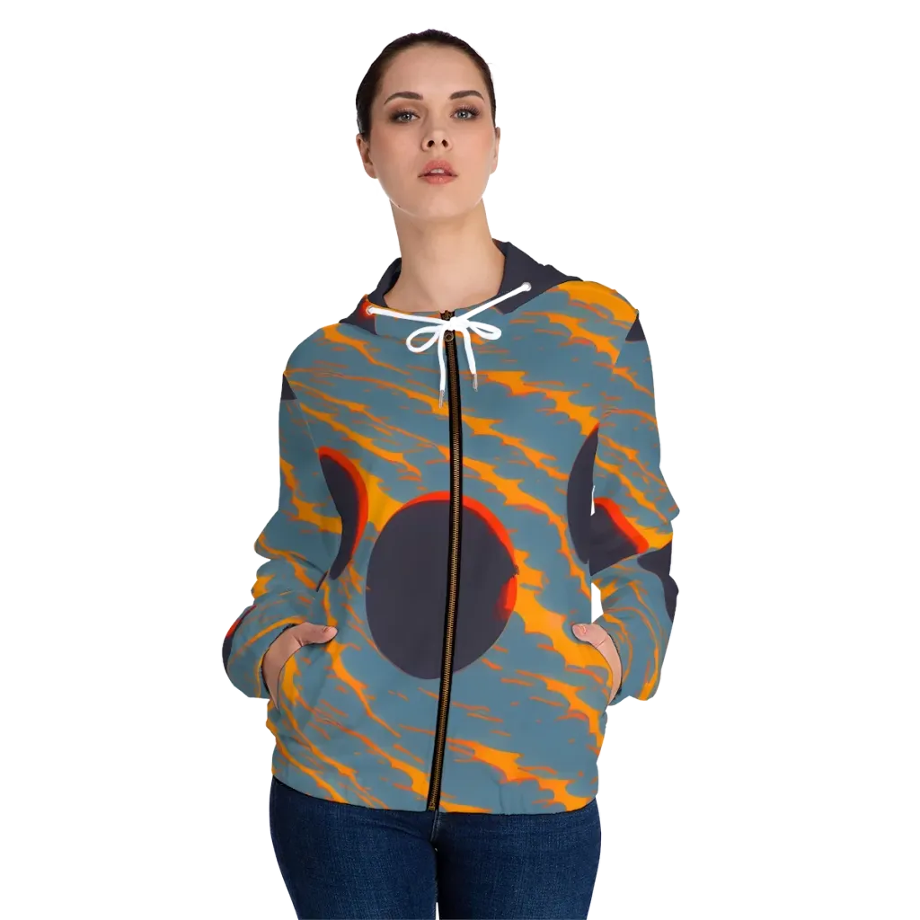 Flames of Gravity on Women's Full-Zip Hoodie — Front On Person