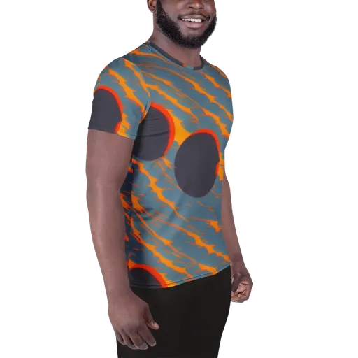 Flames of Gravity on a Men's Athletic T-Shirt