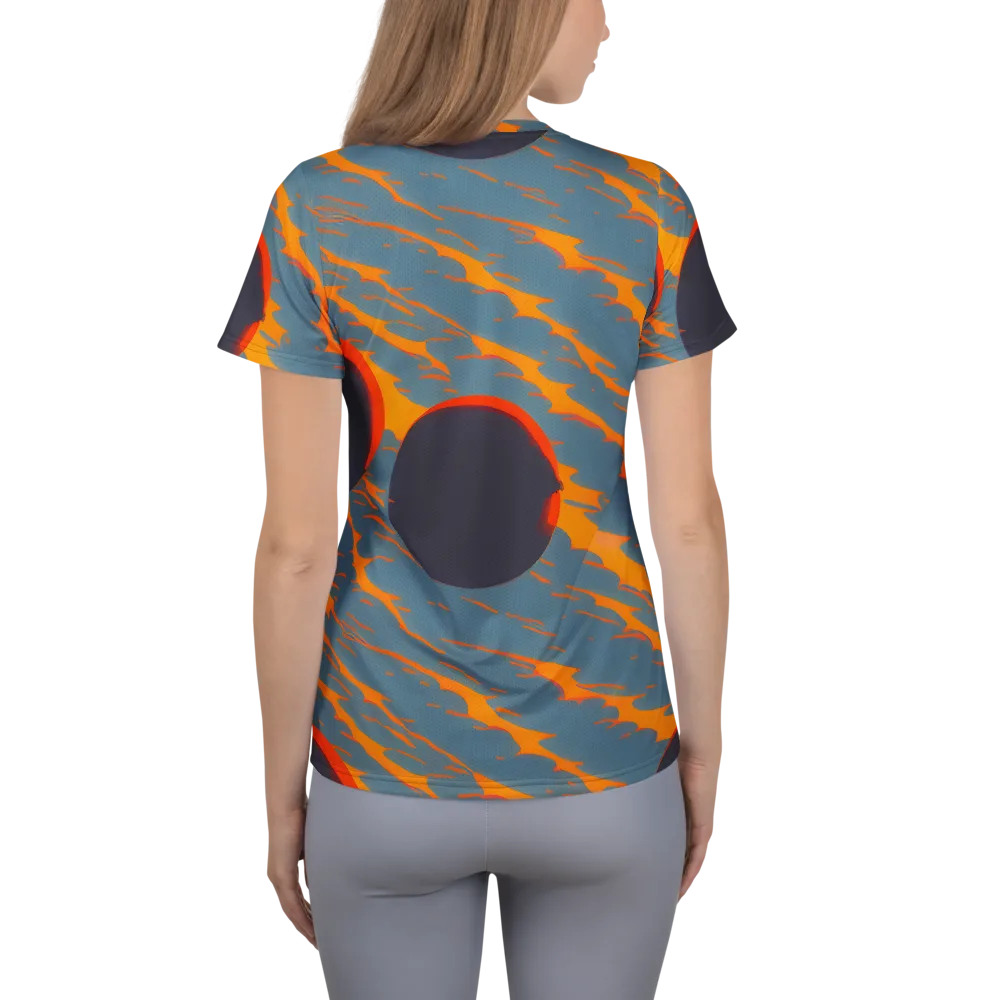 Flames of Gravity on Women's Athletic T-Shirt — Back