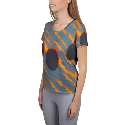Flames of Gravity on a Women's Athletic T-Shirt