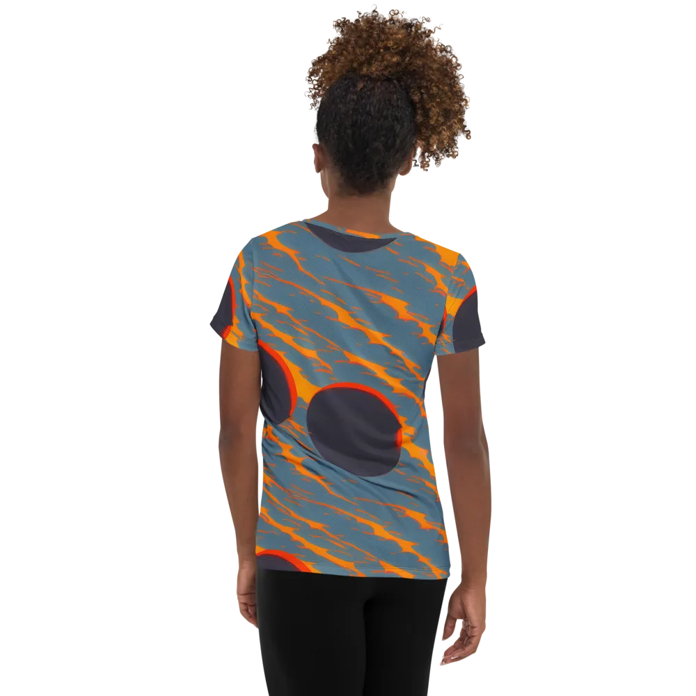 Flames of Gravity on Women's Athletic T-Shirt — Back