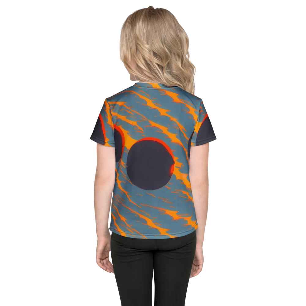 Flames of Gravity on Kids Crew Neck T-Shirt — Back