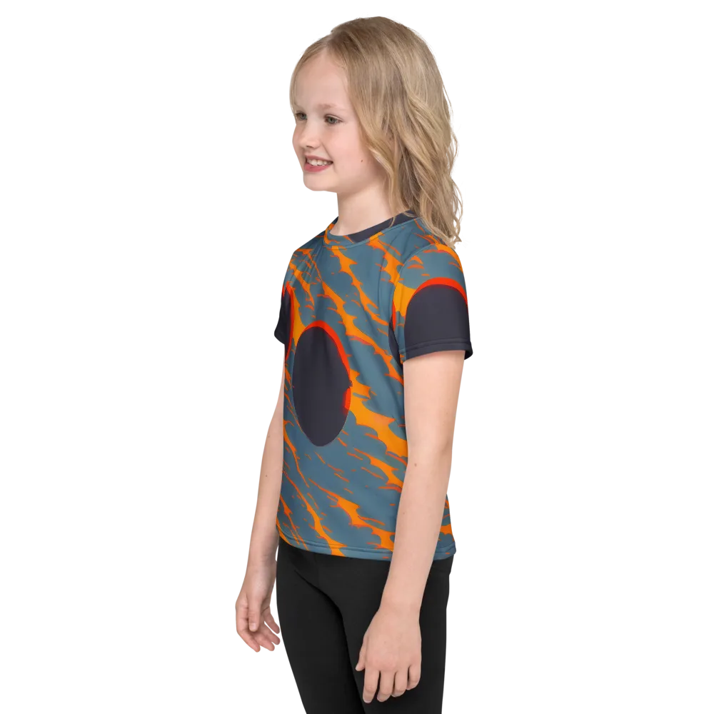 Flames of Gravity on Kids Crew Neck T-Shirt — Left