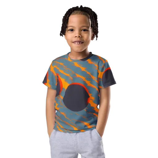 Flames of Gravity on a Kids Crew Neck T-Shirt