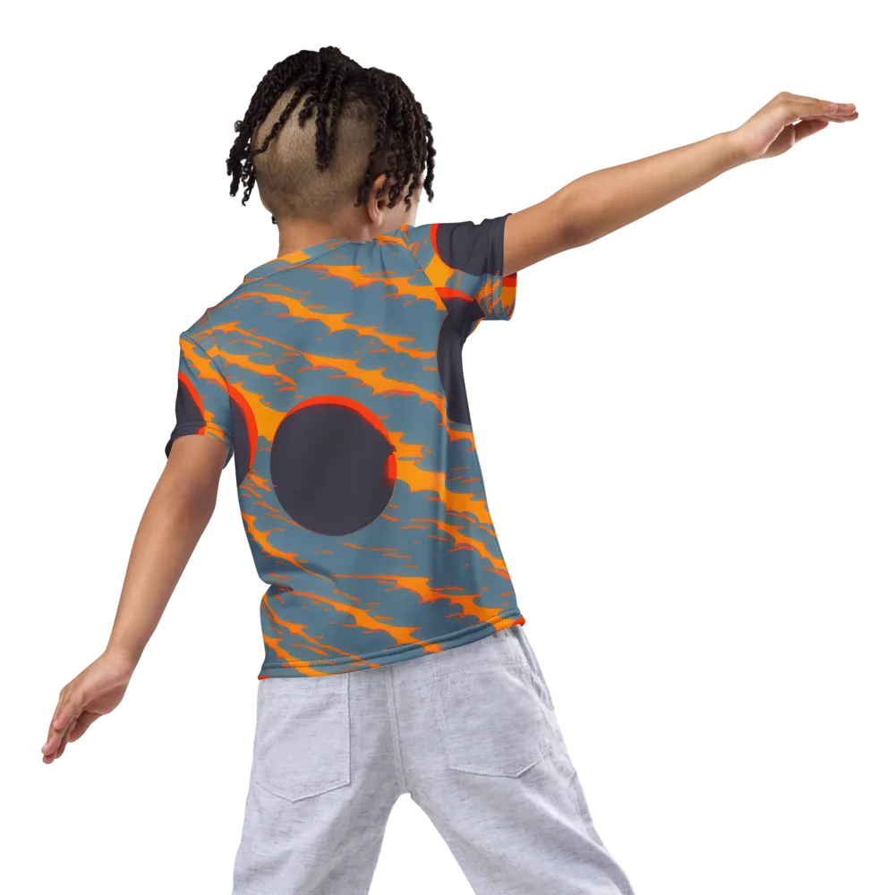 Flames of Gravity on Kids Crew Neck T-Shirt — Back