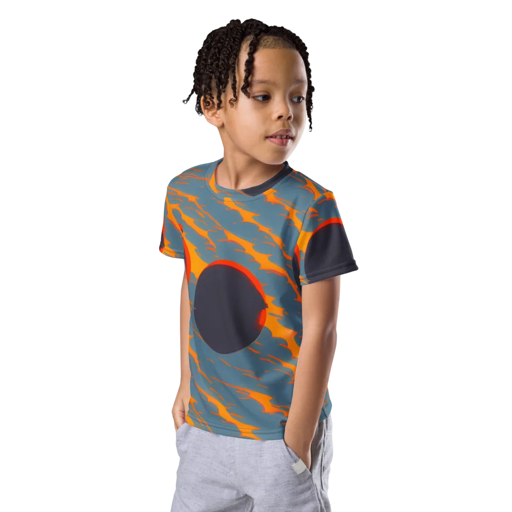 Flames of Gravity on Kids Crew Neck T-Shirt — Left Front
