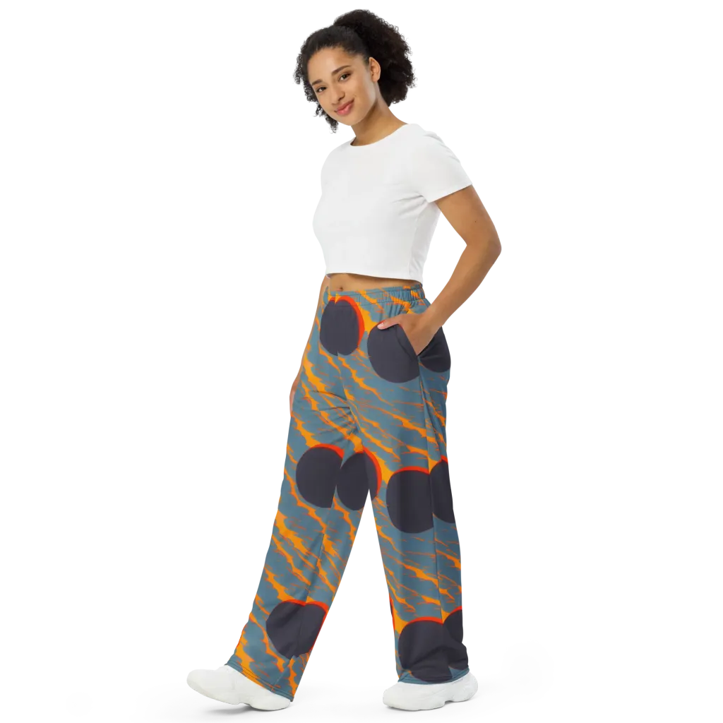 Flames of Gravity on Wide-Leg Pants — Left Front