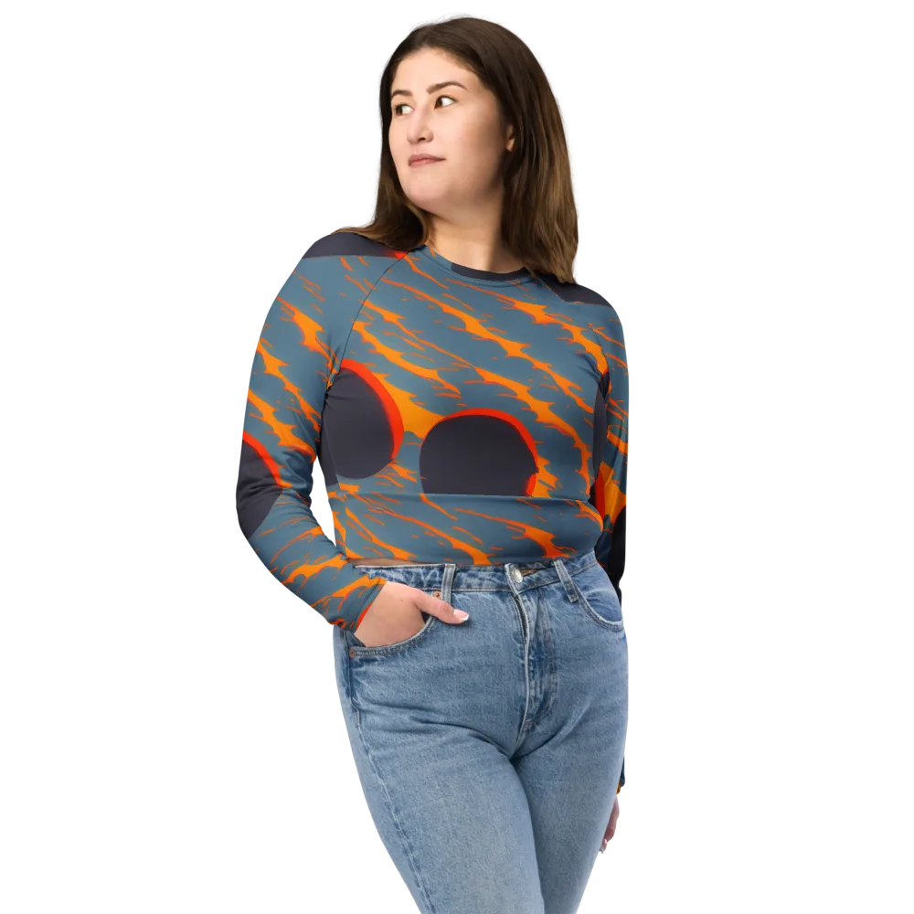 Flames of Gravity on Long Sleeve Crop Top — Front