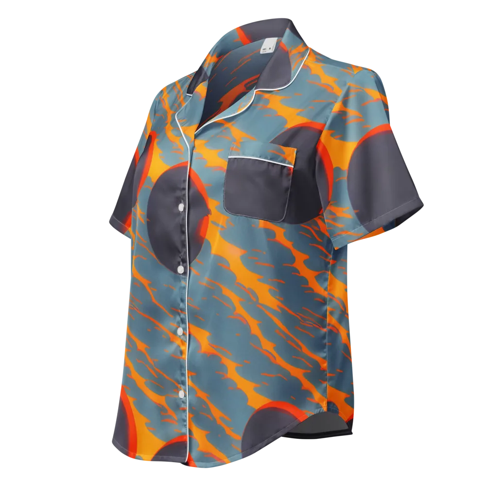 Flames of Gravity on Women's Short Sleeve Pajama Top — Left Front
