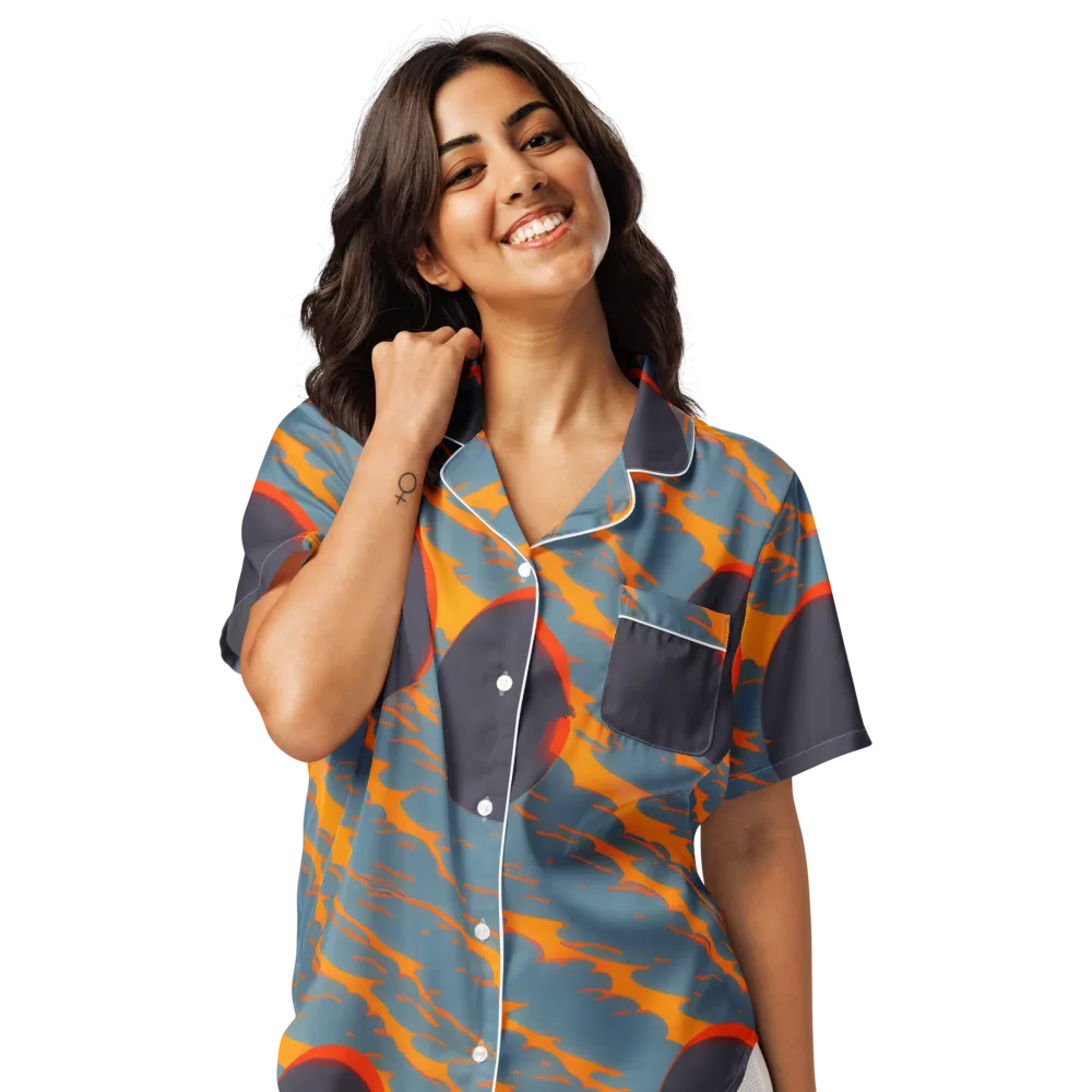 Flames of Gravity on Women's Short Sleeve Pajama Top — Front
