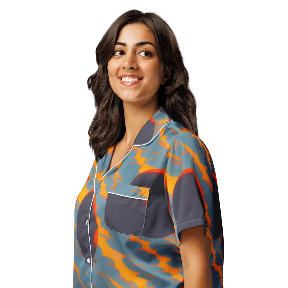 Flames of Gravity on Women's Short Sleeve Pajama Top — Left Front