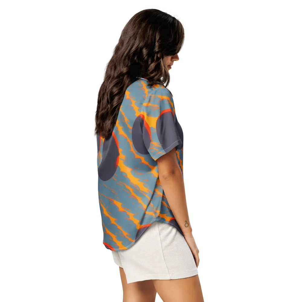 Flames of Gravity on Women's Short Sleeve Pajama Top — Right Back