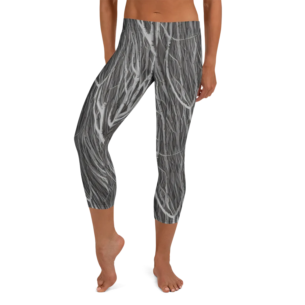 Glimmering Ghosts on Capri Leggings — Front