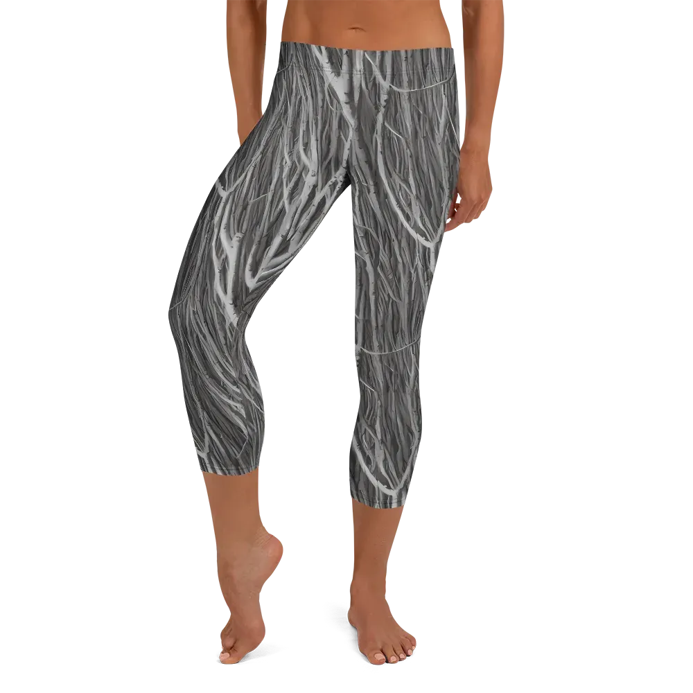 Glimmering Ghosts on Capri Leggings — Front