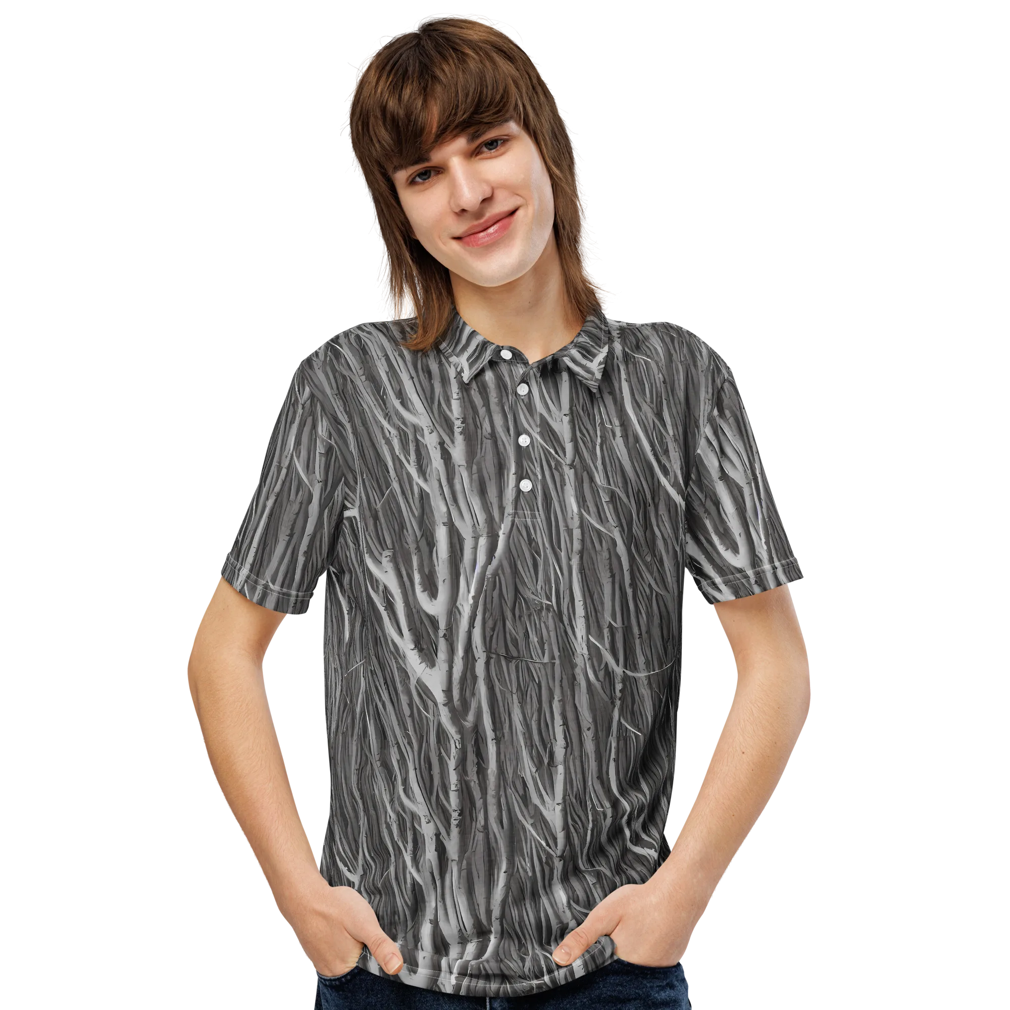 Glimmering Ghosts on Men's Slim Fit Polo Shirt — Front