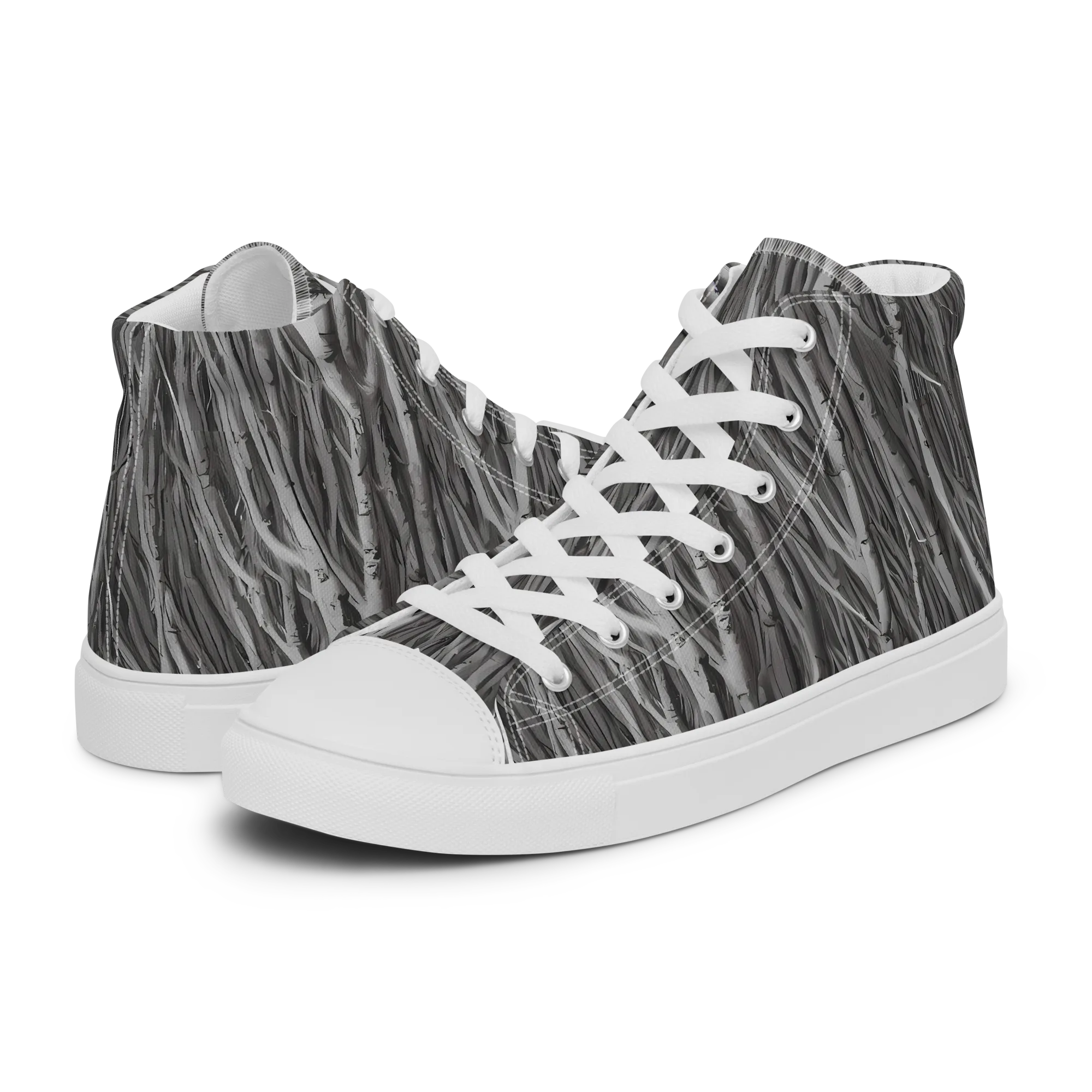 Glimmering Ghosts on Men's High Top Canvas Shoes — Left