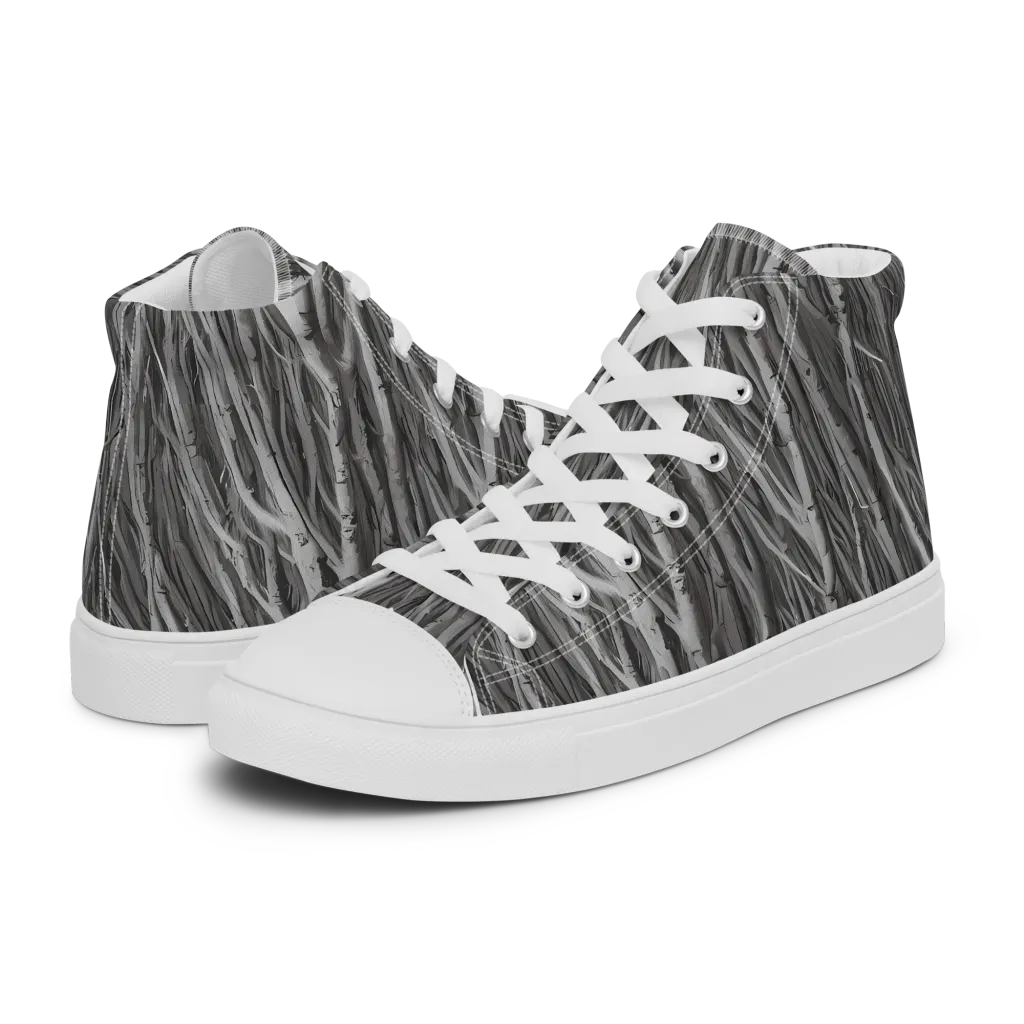 Glimmering Ghosts on Men's High Top Canvas Shoes — Left