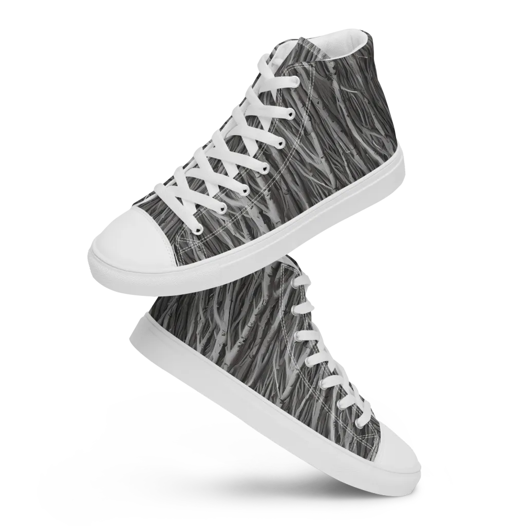 Glimmering Ghosts on Men's High Top Canvas Shoes — Front