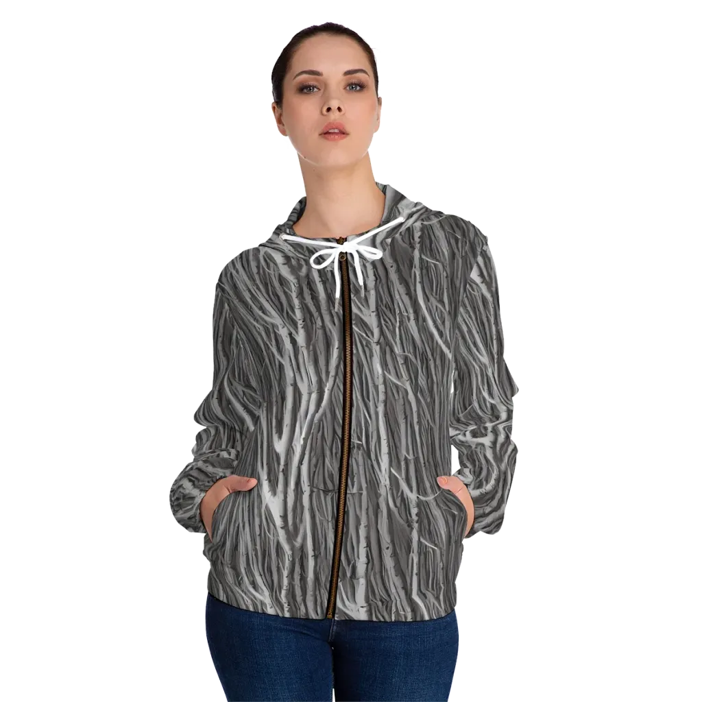 Glimmering Ghosts on Women's Full-Zip Hoodie — Front On Person