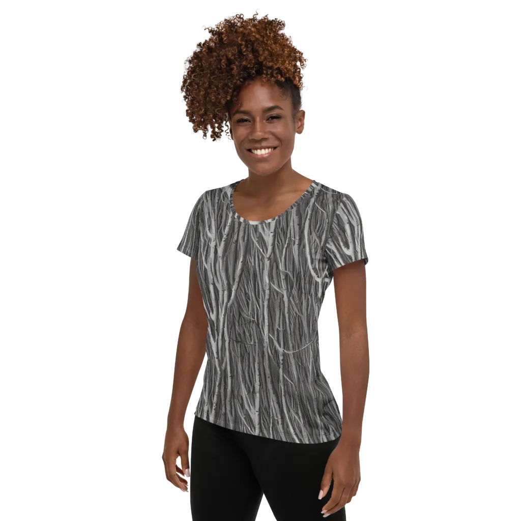 Glimmering Ghosts on Women's Athletic T-Shirt — Left