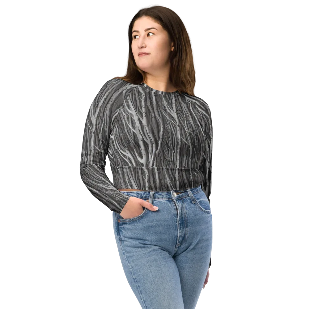Glimmering Ghosts on Long Sleeve Crop Top — Front