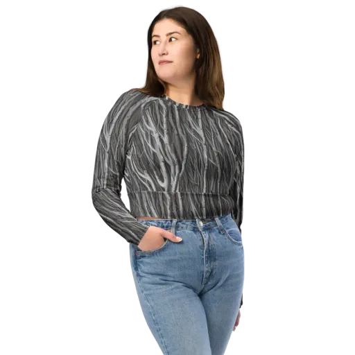 Glimmering Ghosts on a Long Sleeve Crop Top