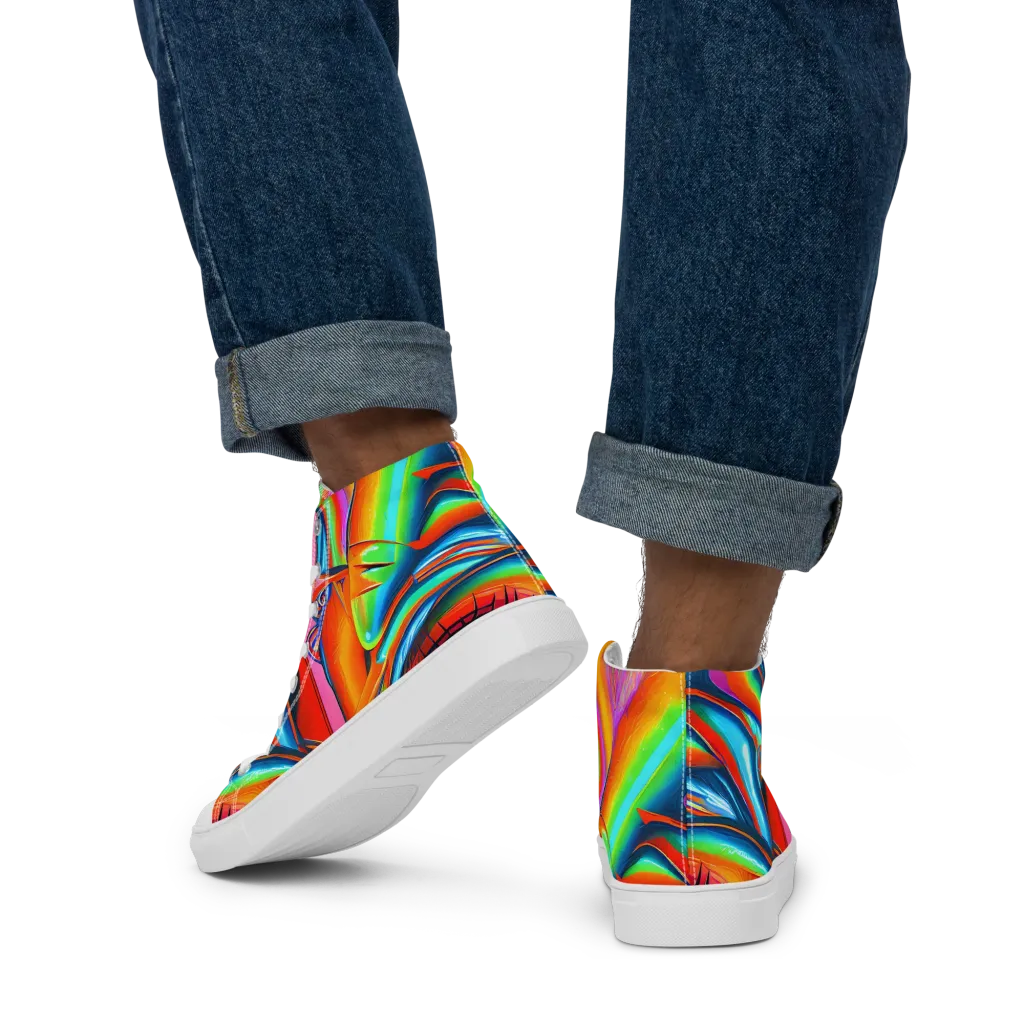 Kaleidovisions on Men's High Top Canvas Shoes — Back