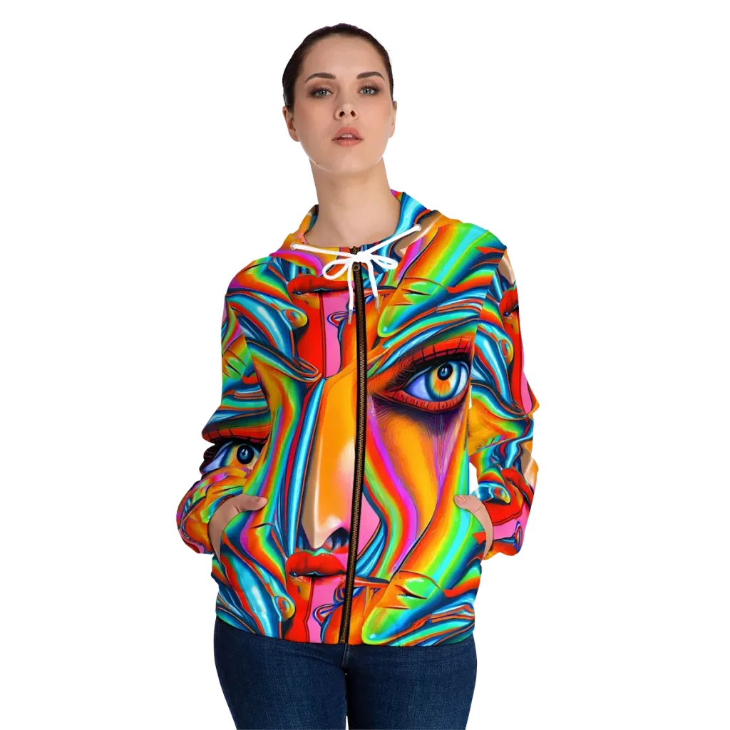 Kaleidovisions on Women's Full-Zip Hoodie — Front On Person