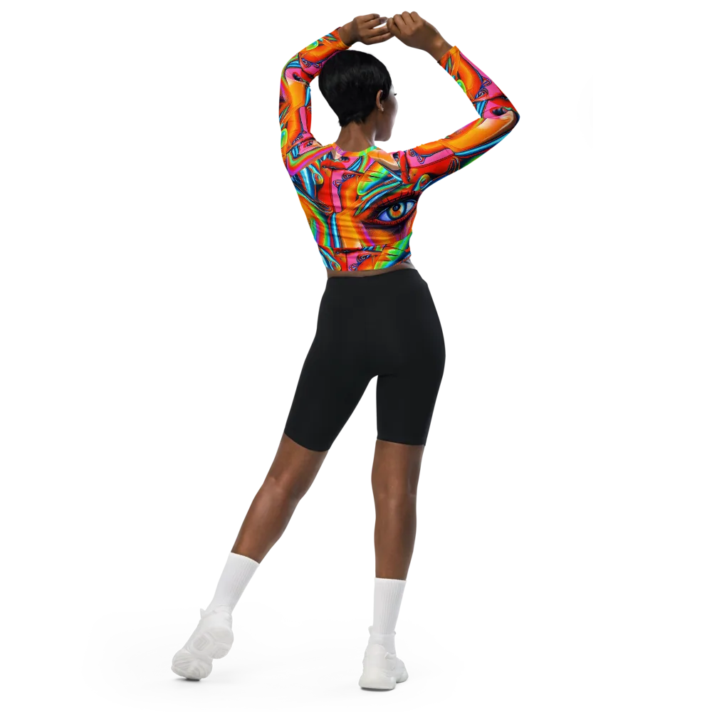 Kaleidovisions on Long Sleeve Crop Top — Back