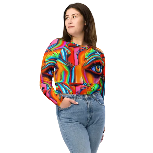 Kaleidovisions on a Long Sleeve Crop Top