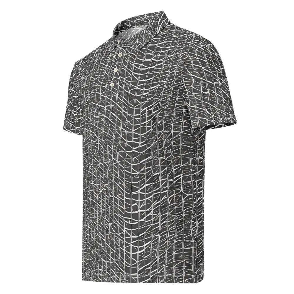 Nautical Network on Men's Slim Fit Polo Shirt — Left Front