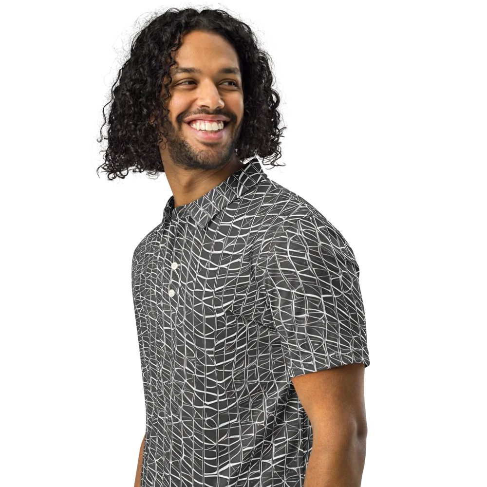 Nautical Network on Men's Slim Fit Polo Shirt — Left Front