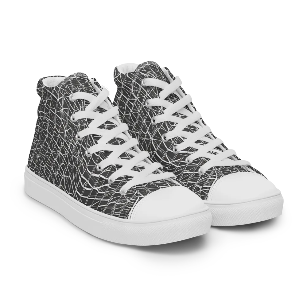 Nautical Network on Men's High Top Canvas Shoes — Right Front