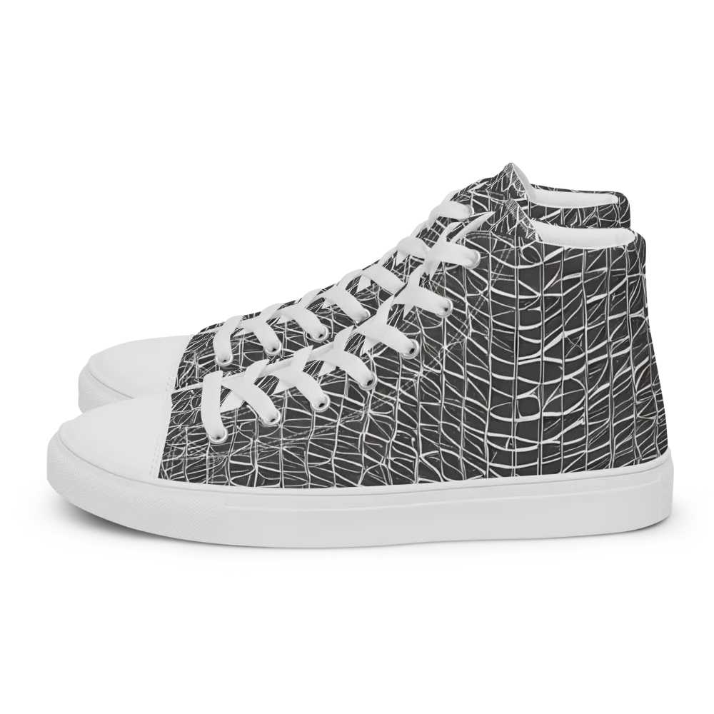 Nautical Network on Men's High Top Canvas Shoes — Left