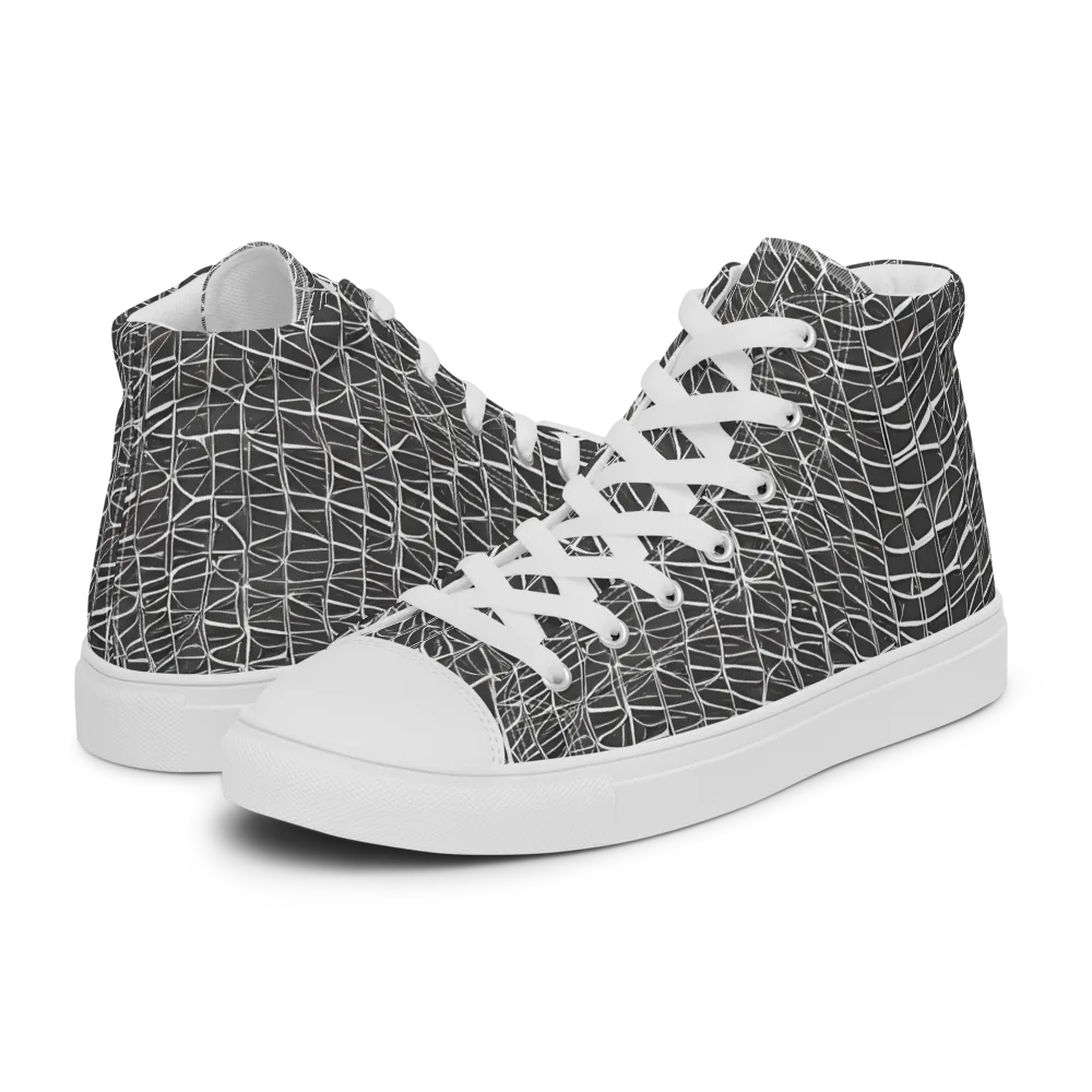 Nautical Network on Men's High Top Canvas Shoes — Left