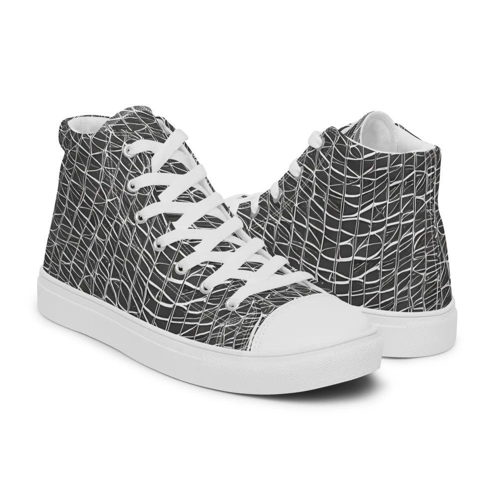 Nautical Network on Men's High Top Canvas Shoes — Right