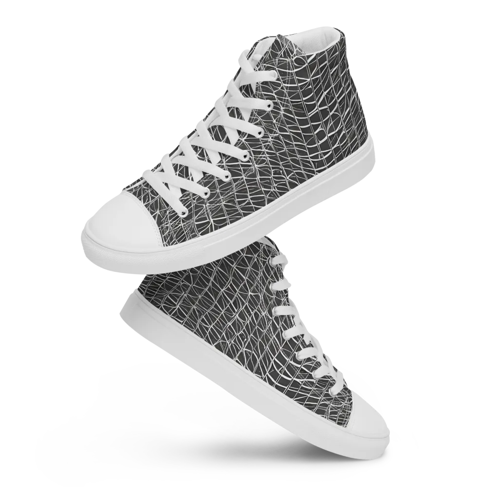 Nautical Network on Men's High Top Canvas Shoes — Front