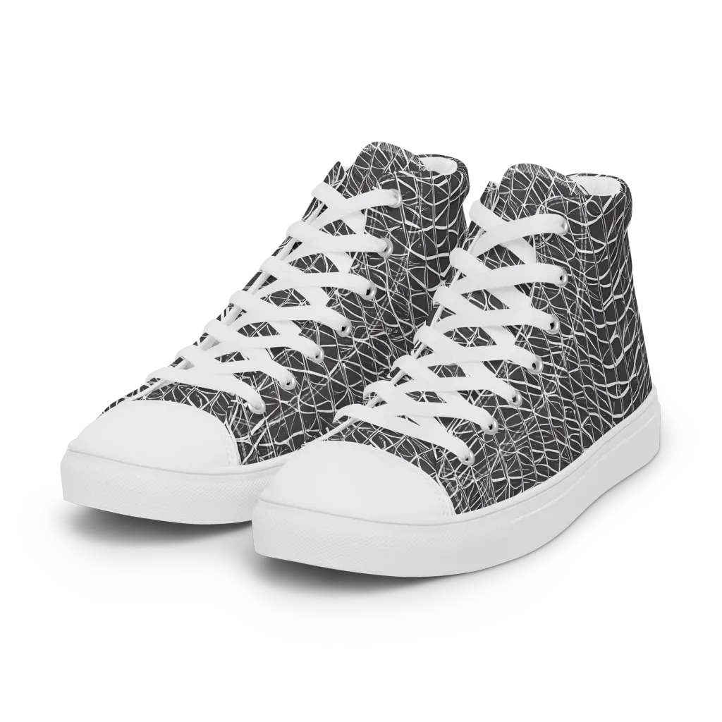 Nautical Network on Women's High Top Canvas Shoes — Left Front