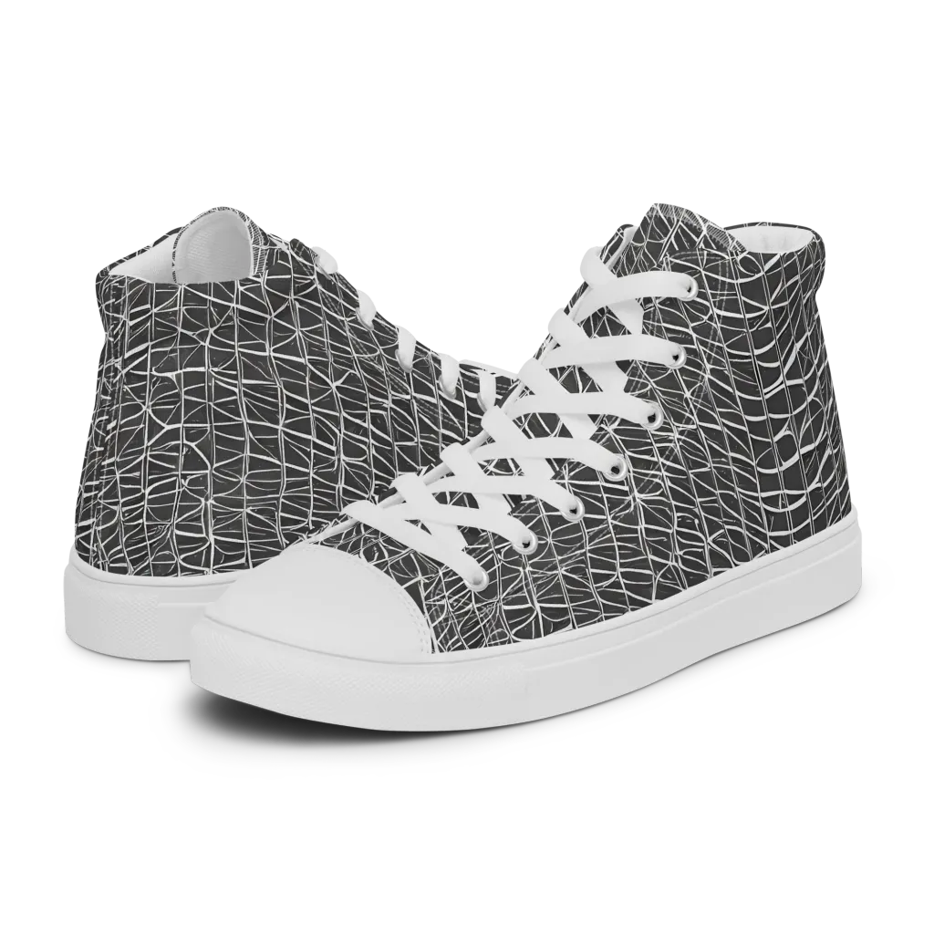 Nautical Network on Women's High Top Canvas Shoes — Left