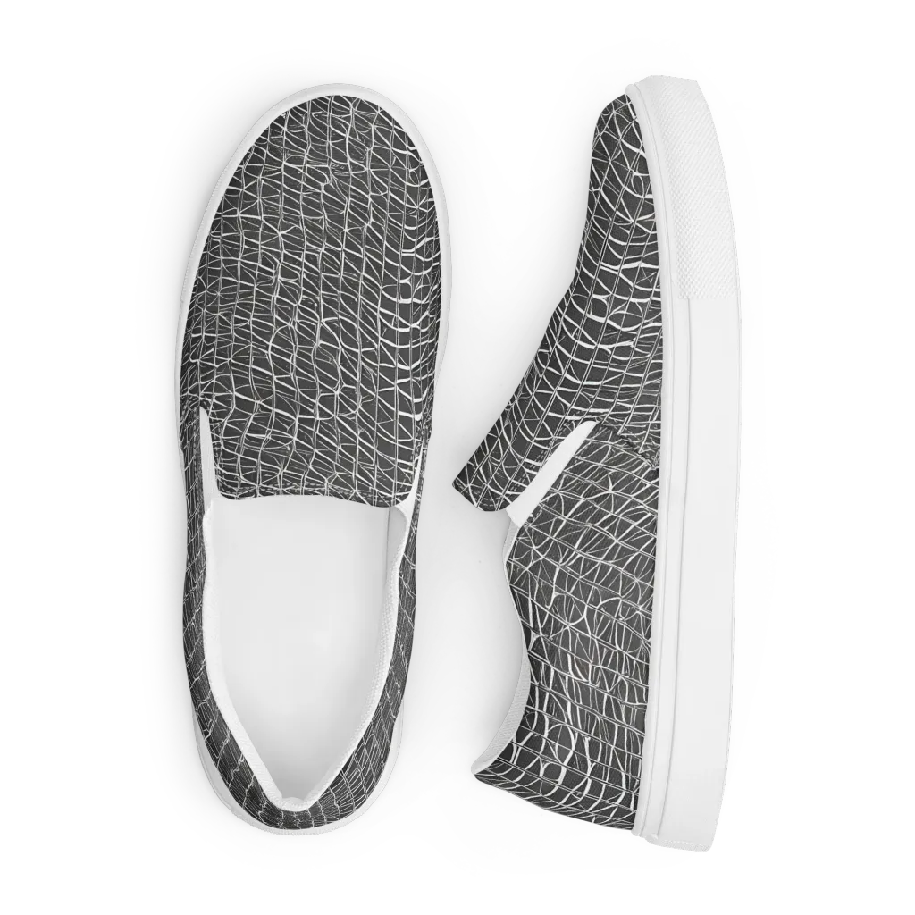 Nautical Network on Men's Slip-On Canvas Shoes — Front