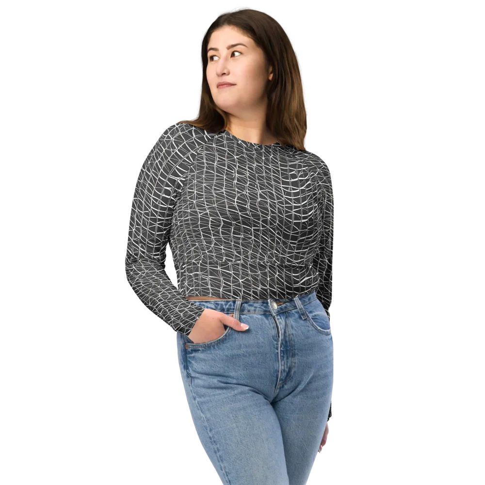 Nautical Network on Long Sleeve Crop Top — Front