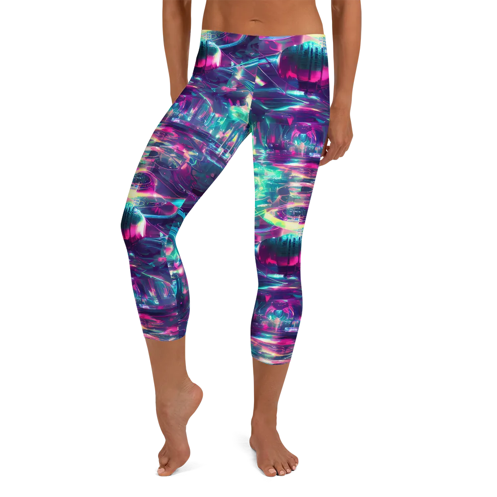 Synthwave Surge on Capri Leggings — Front
