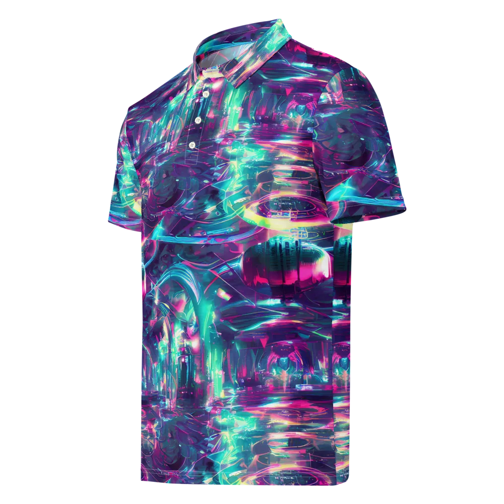 Synthwave Surge on Men's Slim Fit Polo Shirt — Left Front